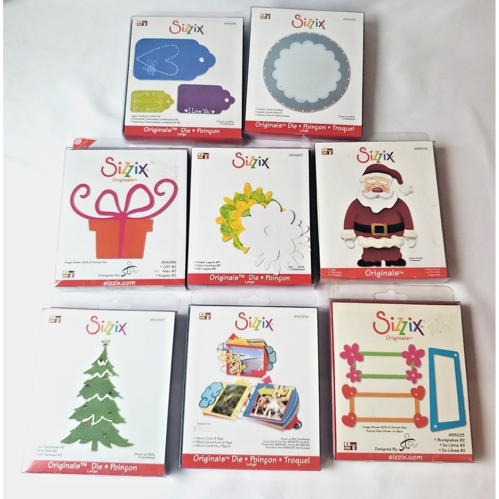 Sizzix Originals Dies Mixed Lot Of 8 Holiday, Birthday, Misc Unused In Box